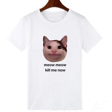 Load image into Gallery viewer, Skull and Cute Cat Women T Shirt