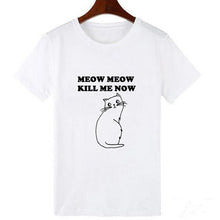 Load image into Gallery viewer, Skull and Cute Cat Women T Shirt