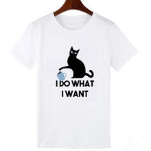 Load image into Gallery viewer, Skull and Cute Cat Women T Shirt