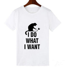 Load image into Gallery viewer, Skull and Cute Cat Women T Shirt