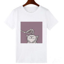 Load image into Gallery viewer, Skull and Cute Cat Women T Shirt