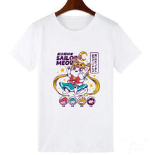 Load image into Gallery viewer, Skull and Cute Cat Women T Shirt
