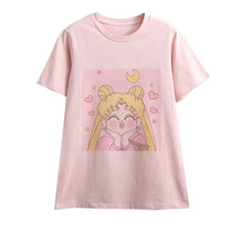 Load image into Gallery viewer, Cute Sailor Moon Anime Print Female Tshirt