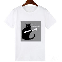 Load image into Gallery viewer, Skull and  Cute Cat Women T Shirt

