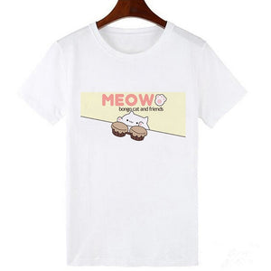 Skull and  Cute Cat Women T Shirt