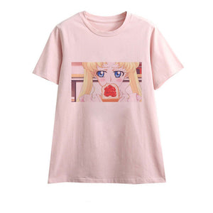 Cute Sailor Moon Anime Print Female Tshirt