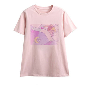 Cute Sailor Moon Anime Print Female Tshirt