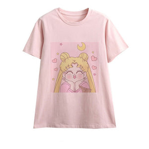 Cute Sailor Moon Anime Print Female Tshirt