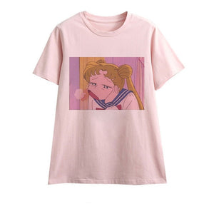 Cute Sailor Moon Anime Print Female Tshirt