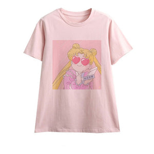 Cute Sailor Moon Anime Print Female Tshirt